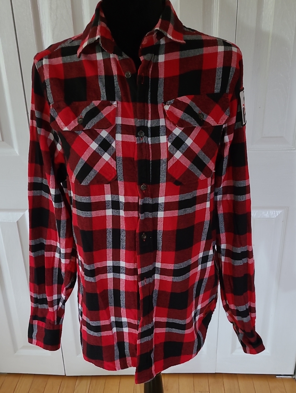 Red Plaid Button-Down Shirt for Women